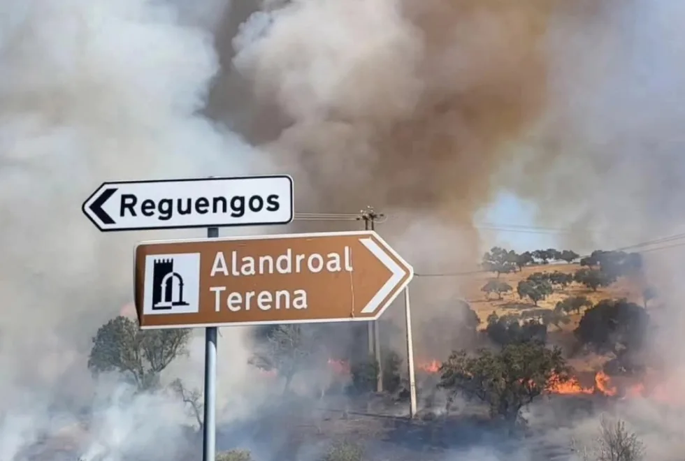 Fogo aproximou-se das casas em Terena e forçou retirada de moradores